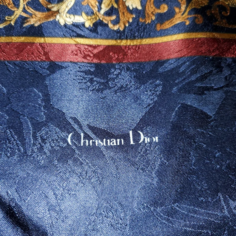 Christian Dior Reversible Paisley And Blue Silk Wool Scarf